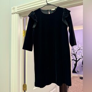 Crewcuts Girls Black Velvet Dress with cute ruffles on the shoulders. Size 12.